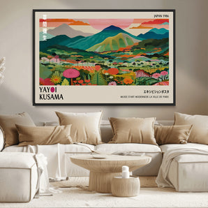 54215-MGV-CV-36X24-Yayoi Kusama Wall Art – Panoramic Japanese Landscape Canvas Print, Modern Abstract Nature Decor for Office, Bedroom or Living Room