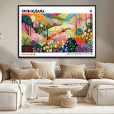 75201-MGV-CV-36X24-Yayoi Kusama Floral Wall Art – Vibrant Abstract Landscape Canvas Print, Modern Pop Art Poster for Living Room, Bedroom, or Gallery