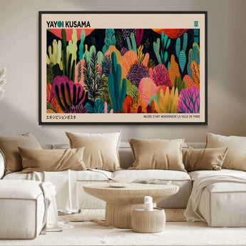 45711-MGV-CV-36X24-Yayoi Kusama Wall Art Canvas Print, Framed Abstract Yayoi Kusama Art Picture Print, Japanese Wabi Sabi Perfect Modern Abstract