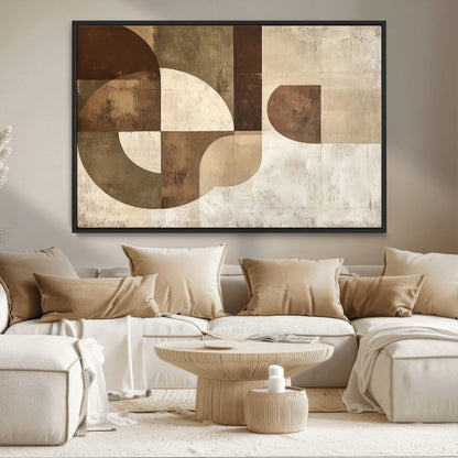59767-MGV-CV-36X24-Abstract Geometric Shapes Wall Art – Modern Minimalist Canvas Print, Neutral Brown Beige Tan Artwork for Living Room, Bedroom,