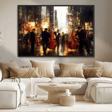 58782-MGV-CV-36X24-Jazz Musicians Cityscape Wall Art – Vibrant Urban Night Canvas Print, Elegant Music Themed Decor for Living Room, Office, or Music