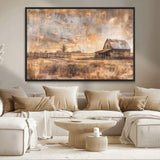 FARM2-MGV-CV-36X24-Rustic Farmhouse Wall Art Canvas Print, Framed Old Barn Art Picture Print, Southwestern Farmhouse Perfect Rustic Decor Artwork