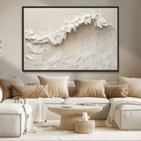 45175-MGV-CV-36X24-Textured Wave Wall Art Canvas Print, Framed Minimal Seascape Art Picture Print, Elegant Wave Perfect Modern Coastal Decor Artwork
