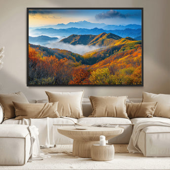 86772247-MGV-FC-36X24_Black-Autumn Mountains Wall Art Canvas Print, Framed Fall Foliage Art Picture Print, Vibrant Hills Perfect Vibrant Nature Decor Artwork