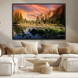 31199457-MGV-CV-36X24-Yosemite Valley Wall Art Canvas Print, Framed El Capitan Art Picture Print, Sunset Sky Perfect Vibrant Western Decor Artwork