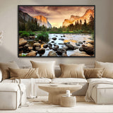 90956031-MGV-CV-36X24-Yosemite Valley Wall Art – Scenic Mountain River Landscape Canvas Print, Nature Photography for Living Room, Bedroom, Cabin,