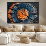 81894502-MGV-CV-36X24-Burnt Wood Wall Art Canvas Print, Framed Aged Timber Art Picture Print, Rustic Tree Slice Perfect Rustic Decor Artwork for Home,