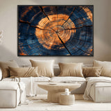 18975622-MGV-CV-36X24-Burnt Wood Wall Art Canvas Print, Framed Aged Timber Art Picture Print, Rustic Tree Slice Perfect Rustic Decor Artwork for Home,