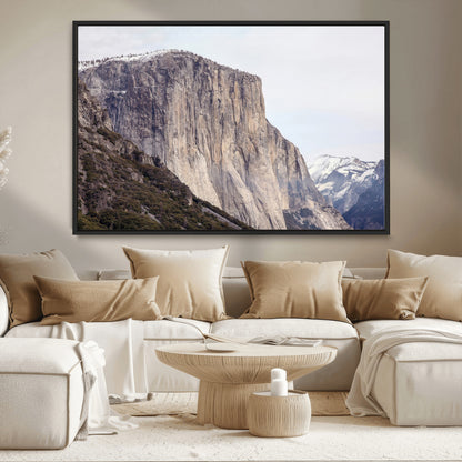 74506434-MGV-CV-36X24-El Capitan Wall Art Canvas Print, Framed Yosemite Cliff Art Picture Print, Sierra Nevada Perfect Sierra Minimalism Decor Artwork