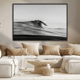 24029476-MGV-CV-36X24-Black Wave Wall Art Canvas Print, Framed Abstract Surf Art Picture Print, Minimalist Ocean Perfect Minimalist Coastal Decor