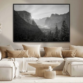 39278955-MGV-CV-36X24-Yosemite Valley Wall Art Canvas Print, Framed El Capitan Art Picture Print, Misty Mountain Perfect Modern Rustic Decor Artwork