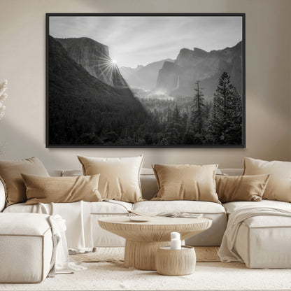 39278955-MGV-CV-36X24-Yosemite Valley Wall Art Canvas Print, Framed El Capitan Art Picture Print, Misty Mountain Perfect Modern Rustic Decor Artwork