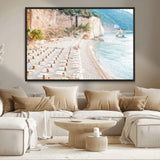 84816639-MGV-CV-36X24-Mediterranean Beach Wall Art Canvas Print, Framed Airy Coastal Art Picture Print, Summer Shore Perfect Coastal Retreat Decor