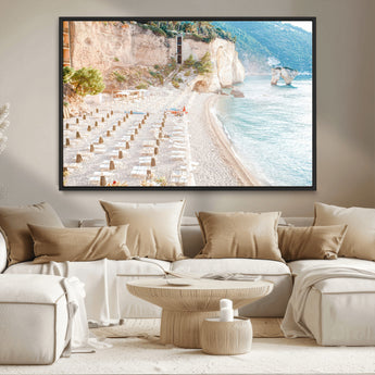 84816639-MGV-CV-36X24-Mediterranean Beach Wall Art Canvas Print, Framed Airy Coastal Art Picture Print, Summer Shore Perfect Coastal Retreat Decor