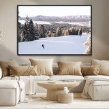 79857868-MGV-CV-36X24-Snowy Mountain Wall Art Canvas Print, Framed Ski Slope Art Picture Print, Winter Forest Perfect Modern Rustic Decor Artwork