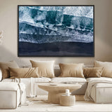 87941475-MGV-CV-36X24-Black Beach Wall Art Canvas Print, Framed Aerial Ocean Art Picture Print, Moody Coastal Perfect Modern Coastal Decor Artwork