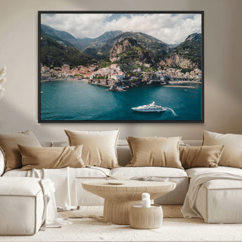 20321590-MGV-CV-36X24-Amalfi Coast Wall Art Canvas Print, Framed Italy Travel Art Picture Print, Mediterranean Landscape Perfect Mediterranean Coastal