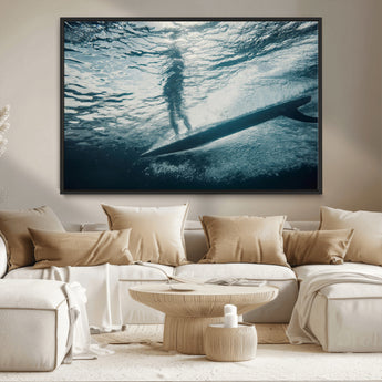71192524-MGV-CV-36X24-Submerged Surf Wall Art Canvas Print, Framed Underwater Perspective Art Picture Print, Ocean Surf Perfect Coastal Adventure Decor