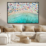 76172085-MGV-CV-36X24-Tropical Shoreline Wall Art Canvas Print, Framed Beach Relaxing Art Picture Print, Aerial Summer Perfect Coastal Vibrant Decor