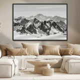 46884246-MGV-CV-36X24-Snowy Mountain Wall Art Canvas Print, Framed Mountain Peaks Art Picture Print, Alpine Mountains Perfect Minimalist Alpine Decor