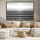 47305203-MGV-CV-36X24-Monochrome Ocean Wall Art Canvas Print, Framed Moody Ocean Art Picture Print, Calm Ocean Perfect Minimalist Coastal Decor Artwork