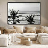 17508038-MGV-CV-36X24-Tropical Coastline Wall Art Canvas Print, Framed Palm Trees Art Picture Print, Ocean Waves Perfect Minimalist Coastal Decor