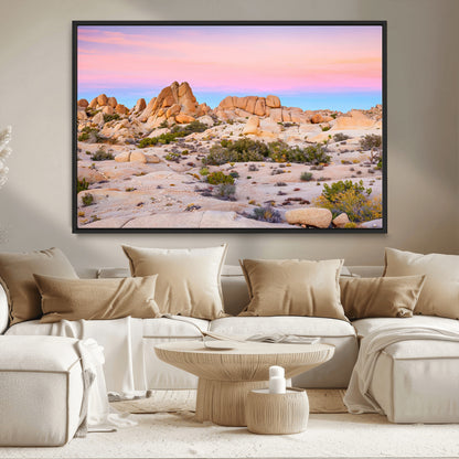 96167137-MGV-CV-36X24-Vibrant Sunset Sky Wall Art Canvas Print, Framed Joshua Tree Art Picture Print, Rugged Terrain Perfect Southwestern Boho Decor