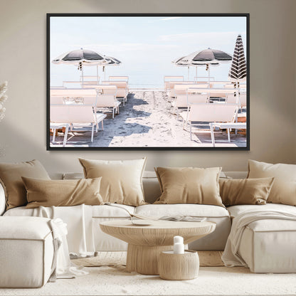 67623952-MGV-CV-36X24-Minimalist Beach Wall Art Canvas Print, Framed Pastel Sand Art Picture Print, Beach Aesthetic Perfect Coastal Minimalist Decor