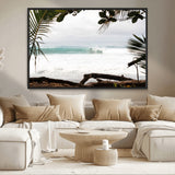 50382104-MGV-CV-36X24-Tropical Surf Wall Art Canvas Print, Framed Palm Tree View Art Picture Print, Beach House Art Perfect Boho Coastal Decor Artwork