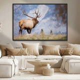 26365841-MGV-CV-36X24-Mountain Elk Art Wall Art Canvas Print, Framed Rustic Wildlife Print Art Picture Print, Lodge Style Decor Perfect Rustic Lodge