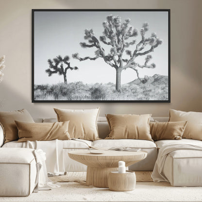 29996209-MGV-CV-36X24-Joshua Tree Art Wall Art Canvas Print, Framed Black White Landscape Art Picture Print, Desert Tree Decor Perfect Southwestern Boho