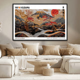 85375874-MGV-FC-36X24_Black-Mount Fuji Abstract Wall Art – Japanese Landscape Canvas Print, Cherry Blossom & Red Sun Painting, Elegant Modern Zen Asian Home