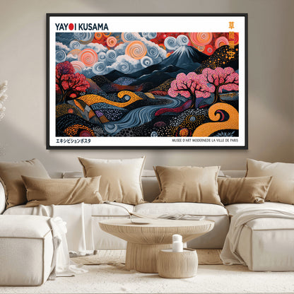 43879290-MGV-CV-36X24-Japanese Abstract Wall Art – Mount Fuji Cherry Blossom Canvas Print, Modern Asian Inspired Landscape Decor for Living Room,