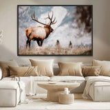70489411-MGV-CV-36X24-Elk Photography Wall Art Canvas Print, Framed Mountain Wildlife Art Picture Print, Rustic Nature Decor Perfect Rustic Lodge Decor