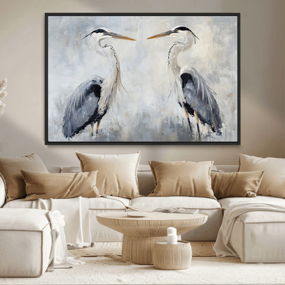 90806932-MGV-CV-36X24-Heron Wall Art Wall Art Canvas Print, Framed Bird Canvas Decor Art Picture Print, Nature Inspired Perfect Coastal Minimalist Decor