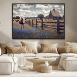 22296025-MGV-CV-36X24-Texas Longhorn Canvas Wall Art Canvas Print, Framed Rustic Barn Wall Art Art Picture Print, Farmhouse Cow Decor Perfect Rustic
