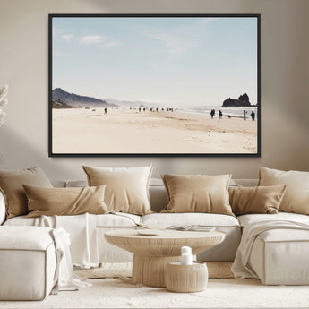 28307820-MGV-CV-36X24-Minimalist Beach Wall Art Canvas Print, Framed Coastal Serenity Art Picture Print, Soft Sand Perfect Modern Coastal Decor Artwork