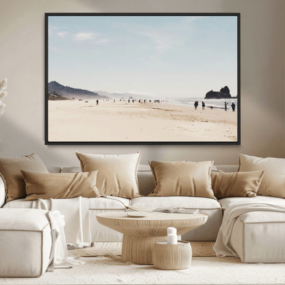 28307820-MGV-CV-36X24-Minimalist Beach Wall Art Canvas Print, Framed Coastal Serenity Art Picture Print, Soft Sand Perfect Modern Coastal Decor Artwork