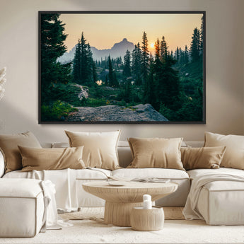 66397982-MGV-CV-36X24-Mountain Landscape Wall Art Canvas Print, Framed Forest Serenity Art Picture Print, Mountain Landscape Perfect Rustic Wilderness