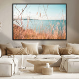 36108696-MGV-CV-36X24-Coastal Grass Wall Art – Serene Ocean View Canvas Print, Beach Nature Photography Decor for Living Room, Bedroom, Office or Modern