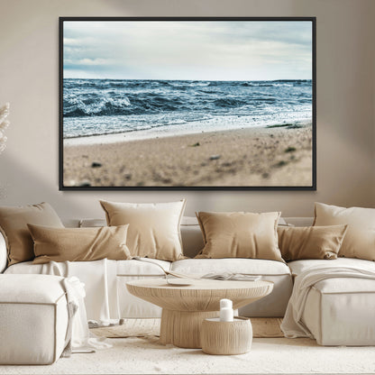 81812590-MGV-CV-36X24-Ocean Wall Art Wall Art Canvas Print, Framed Coastal Canvas Art Picture Print, Moody Seascape Perfect Coastal Minimalist Decor