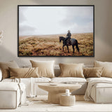 57597730-MGV-CV-36X24-Cowboy Wall Art Wall Art Canvas Print, Framed Western Canvas Art Picture Print, Rustic Ranch Scene Perfect Rustic Western Decor
