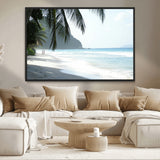 18311030-MGV-CV-36X24-Tropical Beach Wall Art Canvas Print, Framed Serene Ocean Art Picture Print, Palm Tree Shadows Perfect Tropical Coastal Decor