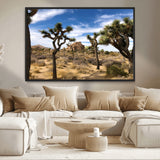 25722592-MGV-CV-36X24-Joshua Tree Desert Wall Art Canvas Print, Framed Southwestern Nature Art Picture Print, Rustic Earth Tones Perfect Southwestern