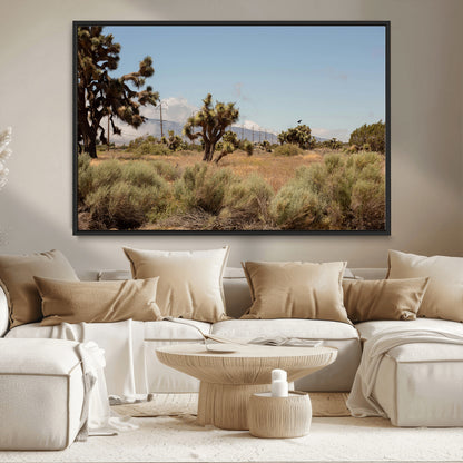 16114018-MGV-CV-36X24-Joshua Tree Wall Art Canvas Print, Framed Desert Landscape Art Picture Print, Mountain Horizon Perfect Southwestern Boho Decor