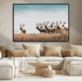 81594705-MGV-CV-36X24-Elk Herd Wall Art Canvas Print, Framed Wildlife Photography Art Picture Print, Rustic Nature Print Perfect Rustic Wildlife Decor