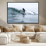 11693607-MGV-CV-36X24-Surfer on Wave Wall Art Canvas Print, Framed Ocean Adventure Art Picture Print, Motion Blur Water Perfect Coastal Adventure Decor