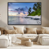 75045485-MGV-CV-36X24-Tropical Beach Wall Art Canvas Print, Framed Sunset Glow Art Picture Print, Palm Tree Coast Perfect Tropical Coastal Decor Artwork
