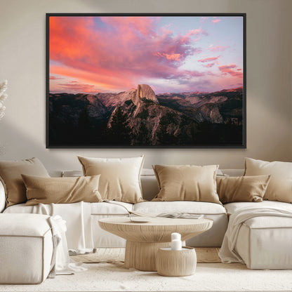 32786115-MGV-CV-36X24-Half Dome Wall Art Canvas Print, Framed Yosemite National Park Art Picture Print, Dramatic Sunset Perfect Adventurous Wilderness