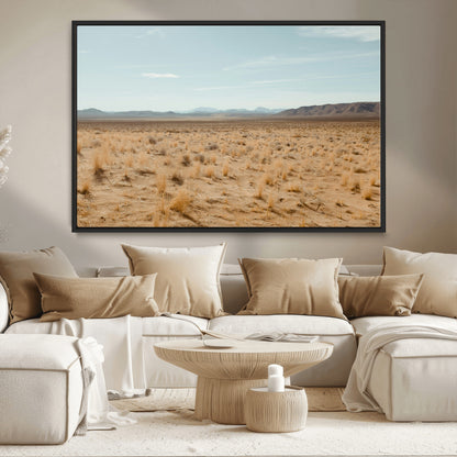 55918919-MGV-CV-36X24-Desert Landscape Wall Art – Golden Grass Plains and Mountain Horizon Canvas Print, Southwest Nature Photography Decor for Living